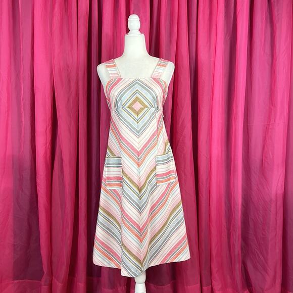 Vintage Dresses & Skirts - Vintage 70s striped a line polyester dress, 10 or small